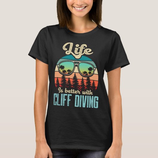 With Cliff Diving Watersports Tombstoning T-shirt (Voorkant)