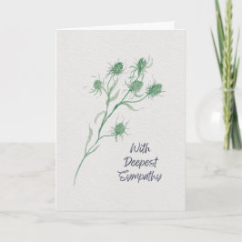 With Deepest Sympathy – Green Thistle Watercolor Kaart