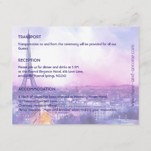 With DETAILS Amour Éternel à la Parisienne Informatiekaartje (Achterkant)