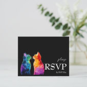 With dietary requirements. A Rainbow Love budget RSVP Kaartje (Staand voorkant)