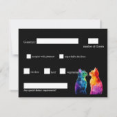 With dietary requirements. A Rainbow Love budget RSVP Kaartje (Achterkant)