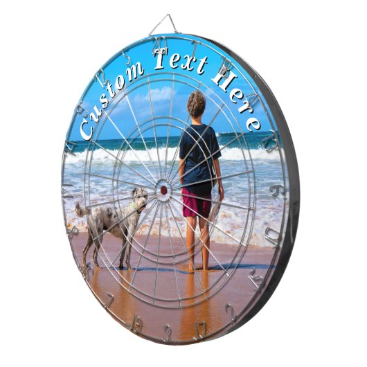With Dog Photo Dart Board Personalized Text Dartbord (Voorkant Rechts)