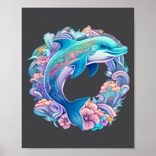 With Easter Festive Illustration Charming Dolphin Poster (Voorkant)