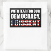 With Fear For Our Democracy Rechthoekige Sticker (Tas)