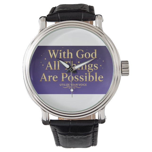 With God All Things Are Possible Christian Watch Horloge (Voorkant)