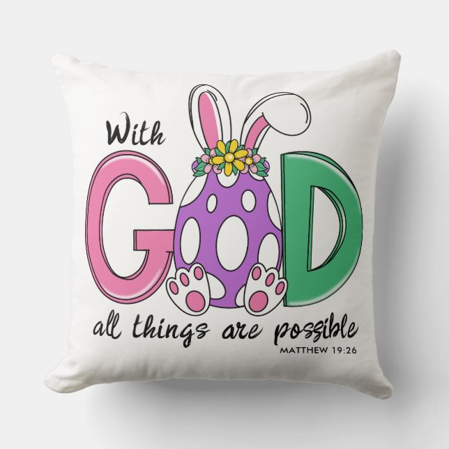 With God All Things Are Possible Easter Pillow Kussen (Voorkant)