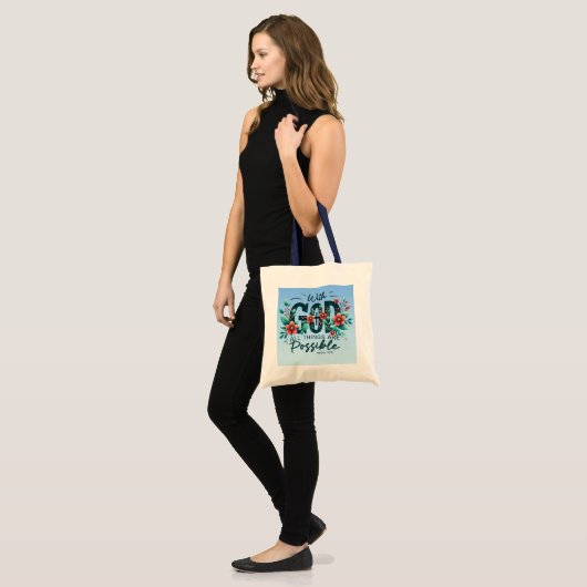 With God All Things Are Possible Tote Bag (Voorkant (model))