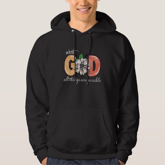 With God All Things Are Possible Womens Cute Retro Hoodie (Voorkant)