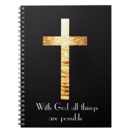 With God Gold Cross Spiral Journal Notebook Notitieboek