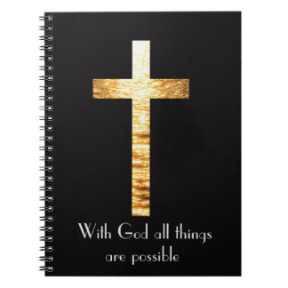 With God Gold Cross Spiral Journal Notebook Notitieboek