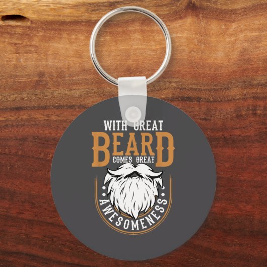With Great Beard Comes Great Awesomeness Funny Bea Sleutelhanger (Voorkant)