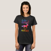 With Horses Cute Horseback Riding Horse T-shirt (Voorkant volledig)