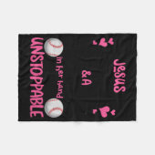 With Jesus In Her Heart And A Softball She Is Unst Fleece Deken (Voorkant (Horizontaal))
