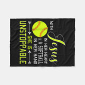 With Jesus In Her Heart And A Softball She Is Unst Fleece Deken (Voorkant (Horizontaal))