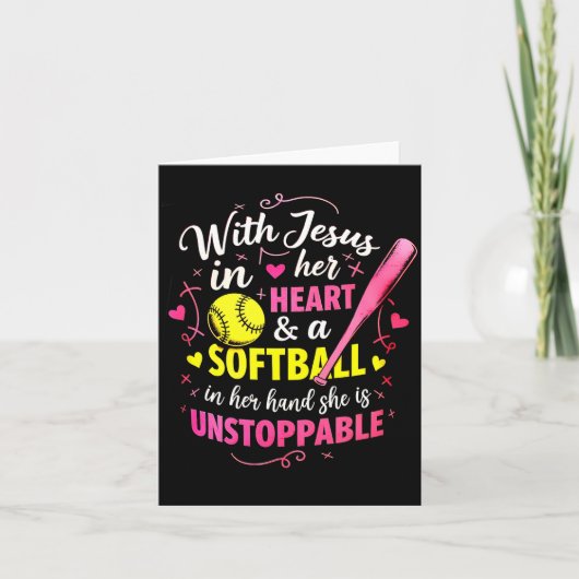 With Jesus In Her Heart And A Softball She Is Unst Kaart (Voorkant)