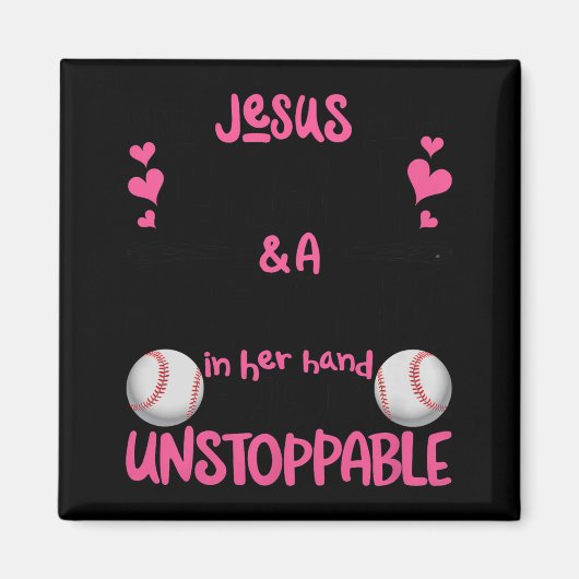 With Jesus In Her Heart And A Softball She Is Unst Magneet (Voorkant)