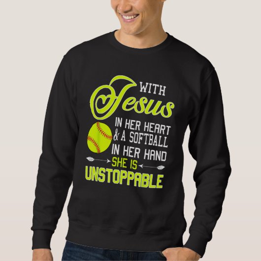 With Jesus In Her Heart And Softball In A Hand Uns Trui (Voorkant)