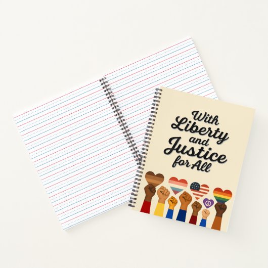 With Liberty and Justice for All Protest Freedom Notitieboek (Binnen)