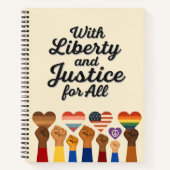 With Liberty and Justice for All Protest Freedom Notitieboek (Voorkant)