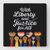 With Liberty and Justice for All Protest Freedom Vierkante Klok (Voorkant)