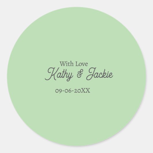 With love add couple name wedding simple minimal ronde sticker (Voorkant)