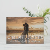 With Love and Gratitude Wedding Photo Champagne  Bedankkaart (Staand voorkant)