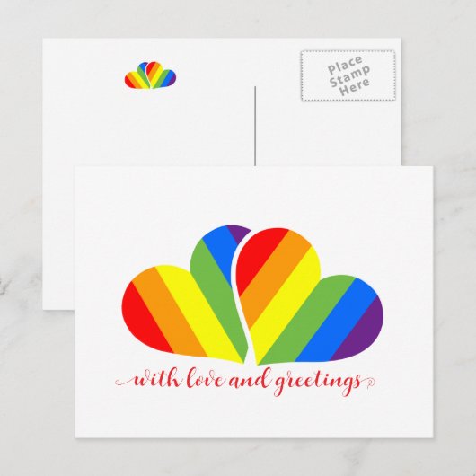 with love and rainbow hearts briefkaart (Voorkant / Achterkant)