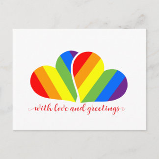 with love and rainbow hearts  briefkaart