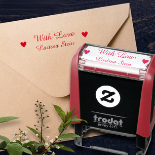 With Love (custom text) + name, cute Zelfinktende Stempel