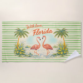 With Love Florida Vintage Style Flamingo Towel Strandlaken