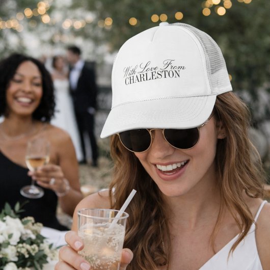 With Love From Custom City Wedding Merch Station Trucker Pet