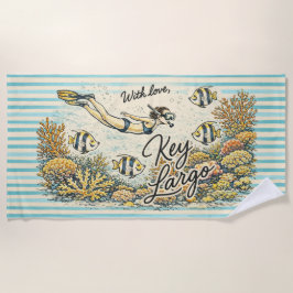 With Love Key Largo Vintage Snorkel Beach Towel Strandlaken