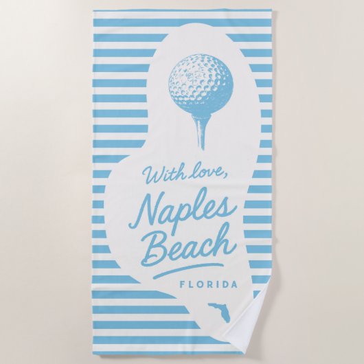 With Love Naples Beach Golf Tee Towel Strandlaken (Voorkant)