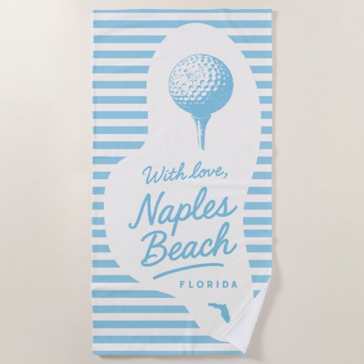 With Love Naples Beach Golf Tee Towel Strandlaken (Voorkant)