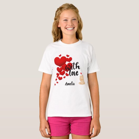 With Love Personalized Kids Basic T-Shirt (Voorkant volledig)