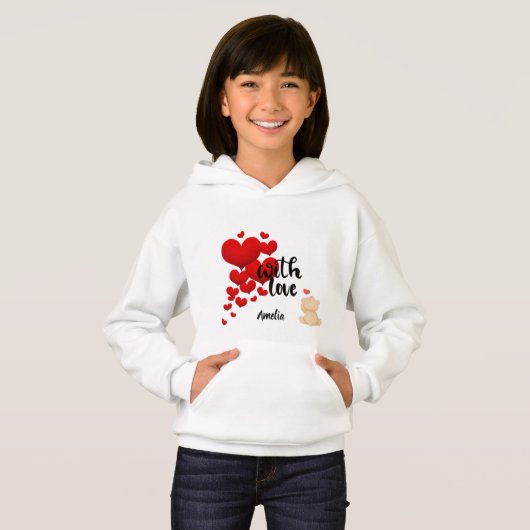 With Love Personalized Kids Pullover Hoodie (Voorkant volledig)