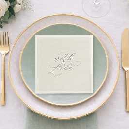 With Love Sage Green Wedding Napkins  Servet