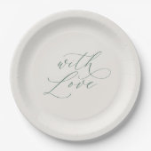 With Love Sage Green Wedding Plates Papieren Bordje (Voorkant)