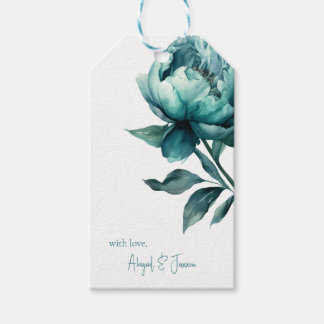 With Love Teal Peony Personalized Names Wedding  Cadeaulabel
