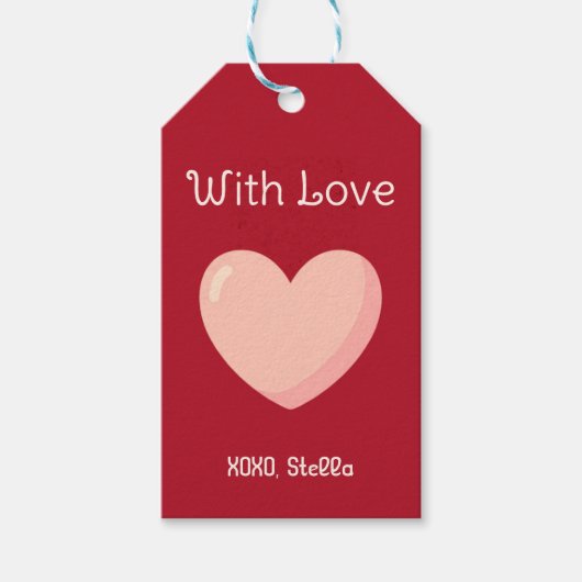 With Love Valentine Gift Tag  Cadeaulabel (Voorkant)