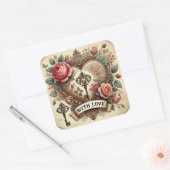 “With Love” Vintage Romantische Stickers (Envelop)