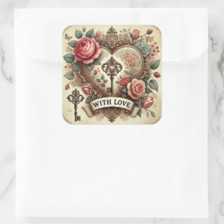 “With Love” Vintage Romantische Stickers
