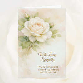 With Loving Sympathy Christian Ivory Floral  Kaart