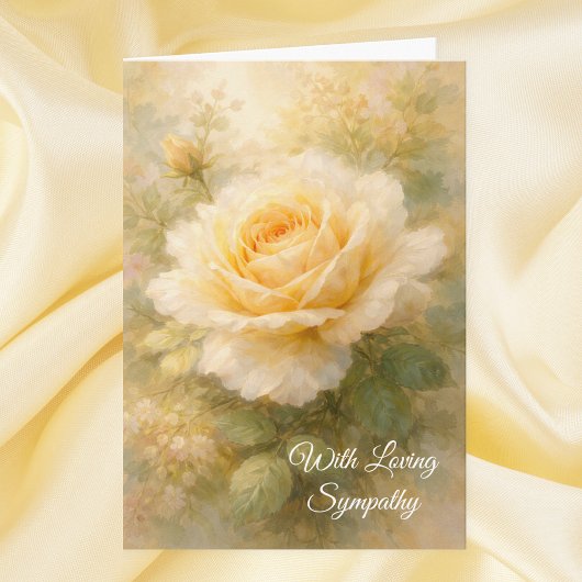 With Loving Sympathy Yellow Rose Christian Prayer Kaart
