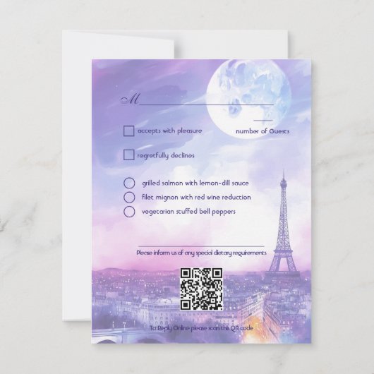 With menu Amour Éternel RSVP Card  (Achterkant)