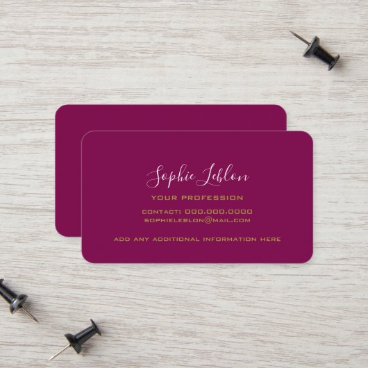 with name printed in handwritten style contactkaartje (Voorkant / Achterkant in situ)