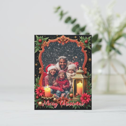 With own photo Golden Glow Greetings Feestdagenkaart (Staand voorkant)