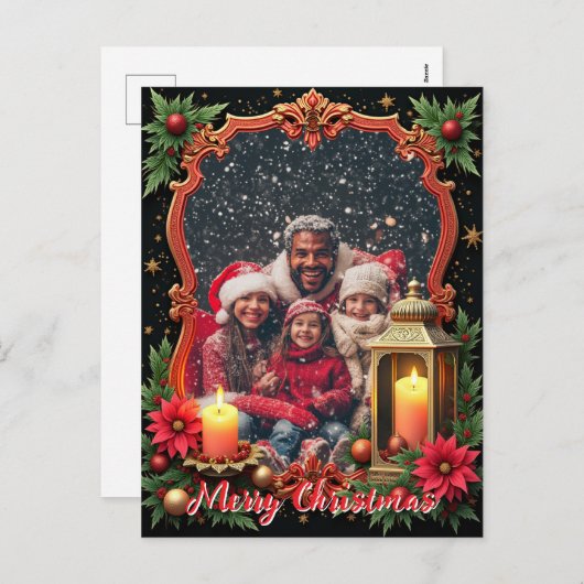 With own photo Golden Glow Greetings Feestdagenkaart (Voorkant / Achterkant)