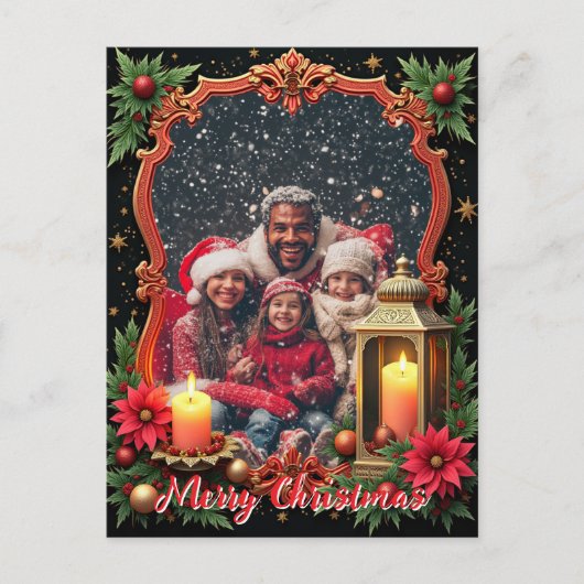 With own photo Golden Glow Greetings Feestdagenkaart (Voorkant)