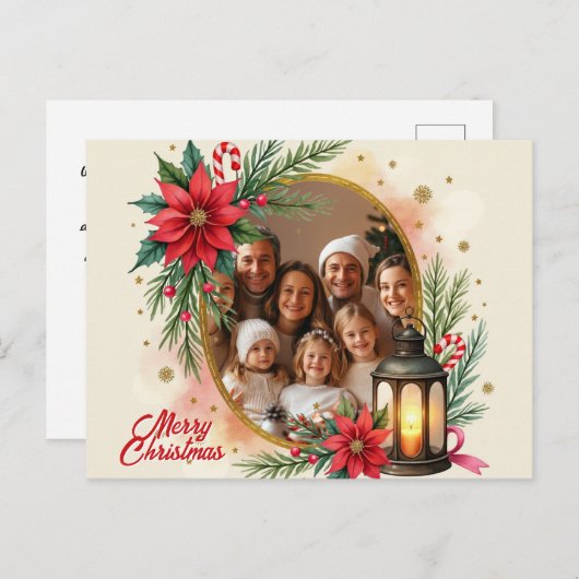 With own photo Hearth & Holly Feestdagenkaart (Voorkant / Achterkant)